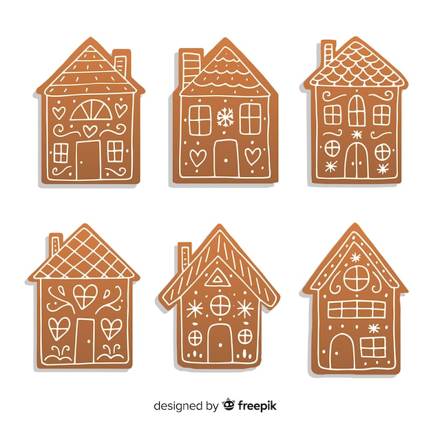 Free vector gingerbread house pack