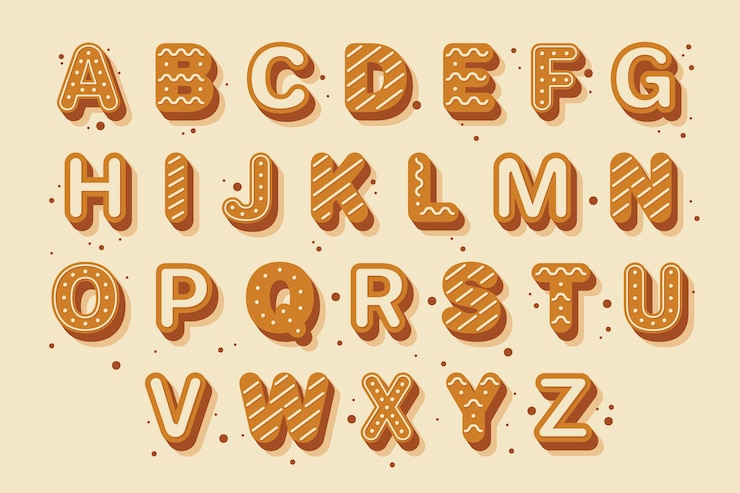 Free Vector gingerbread illustration christmas alphabet