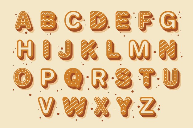 Gingerbread illustration christmas alphabet