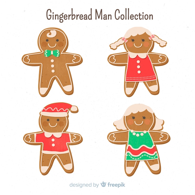 Free vector gingerbread man cookie collection