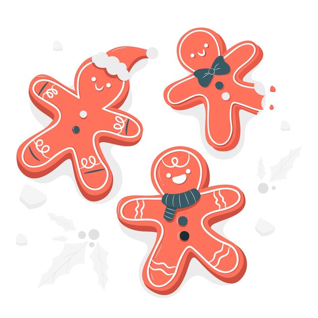 Vettore gratuito gingerbread man cookies concetto illustrazione