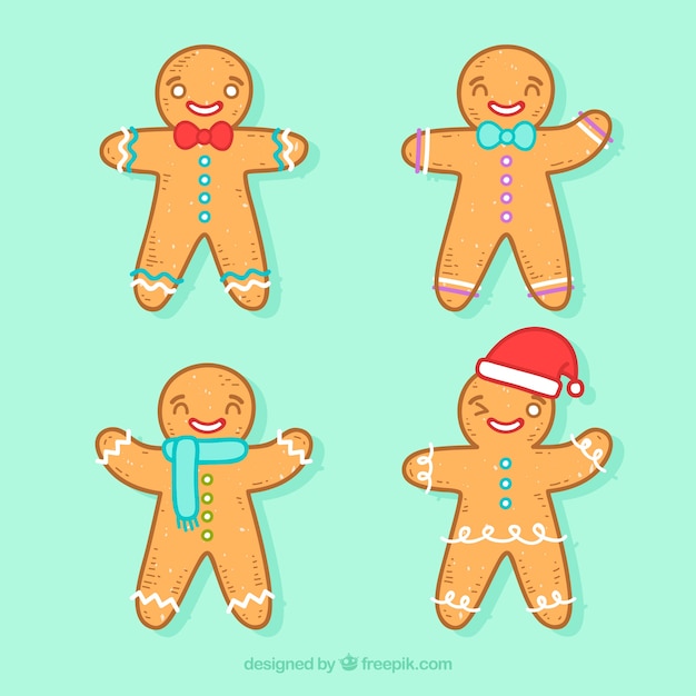 Gingerbread man cookies on a turquoise background