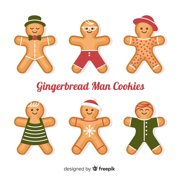 Vettore gratuito collezione di gingerbread people