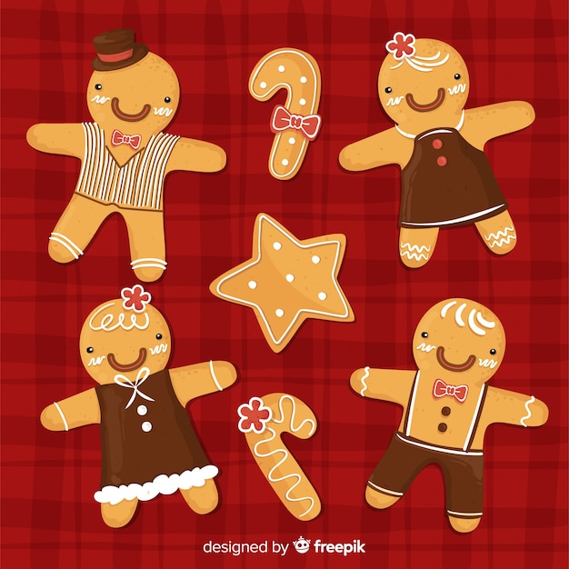 Vettore gratuito collezione di gingerbread people