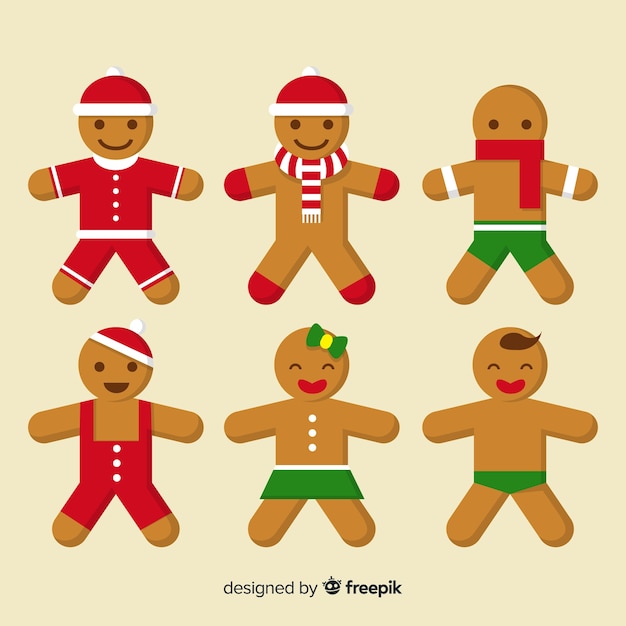 Free vector gingerbread smiling cookies collection