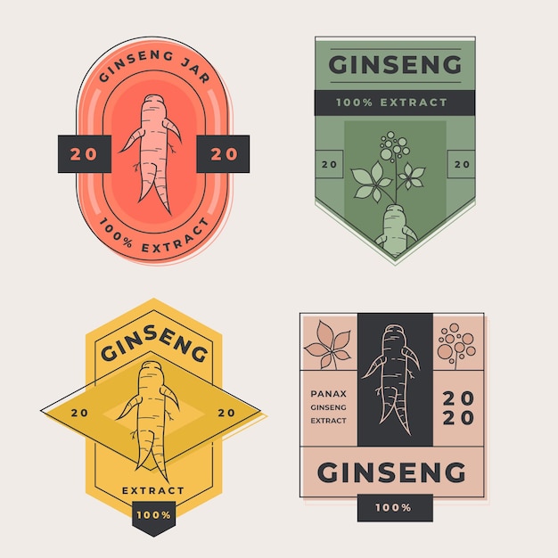 Free vector ginseng jar label collection concept