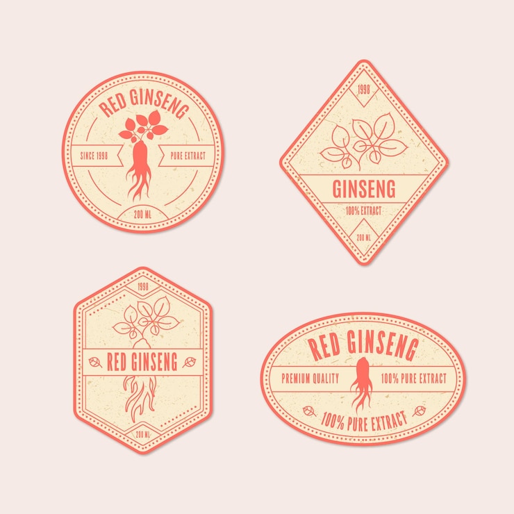 Free Vector ginseng jar label pack