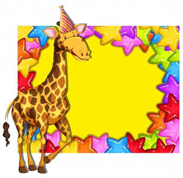 Giraffe on colourful border