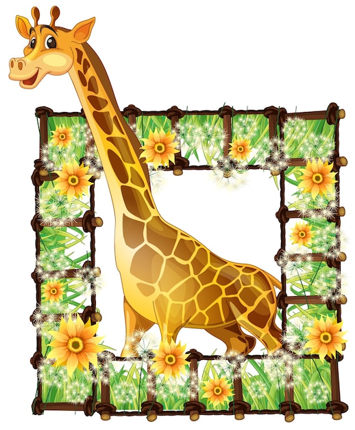 Giraffa e cornice di fiori