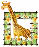 Free vector giraffe and flower frame