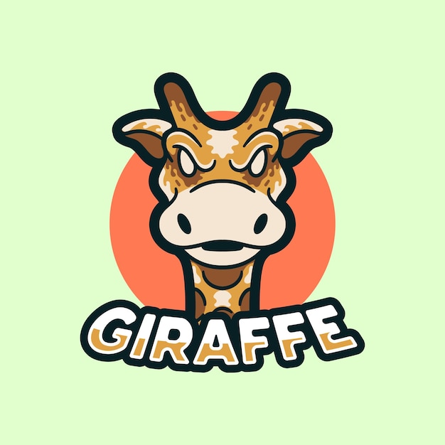 Illustrazione del logo della mascotte della giraffa in stile moderno