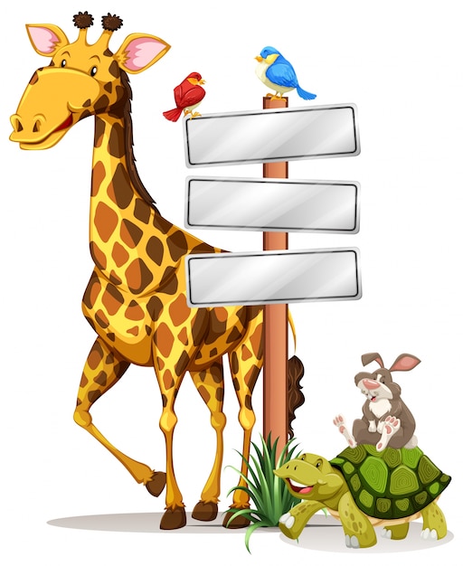 Free vector giraffe and other animals by the sign