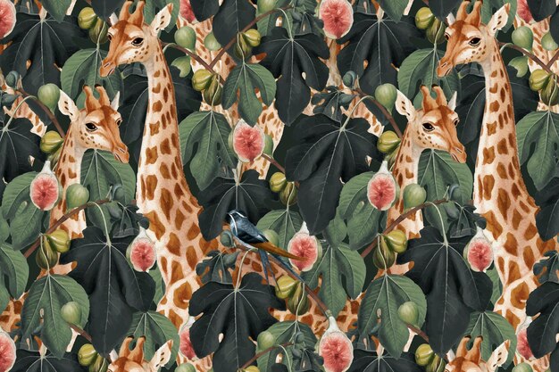 Giraffe pattern background in the jungle