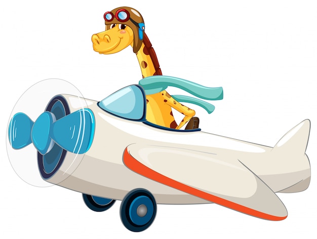 Free vector giraffe riding an airplane