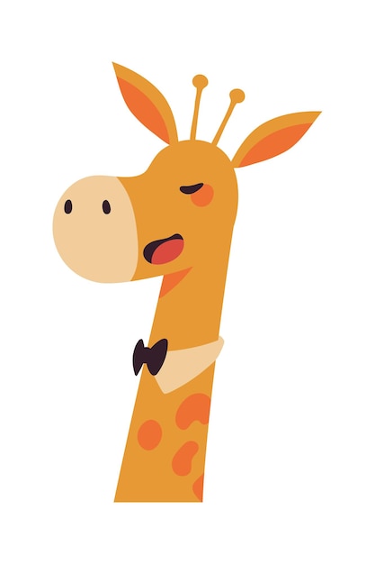 Giraffe with bowtie icon isolated design