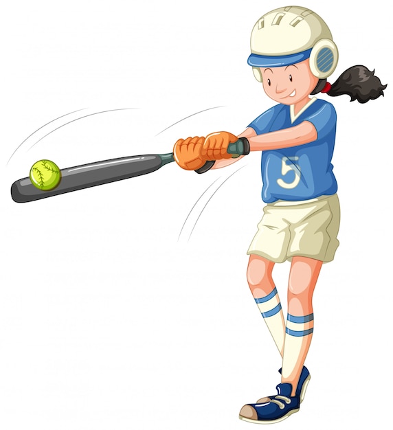 Free vector girl about to hit baseball isolated