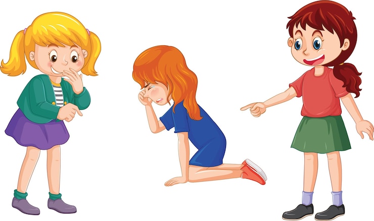 Free Vector a girl abused by other kids