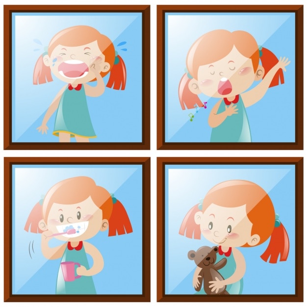 Free vector girl actions collection