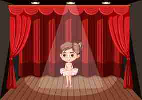 Бесплатное векторное изображение Девушка балет танцует на сцене