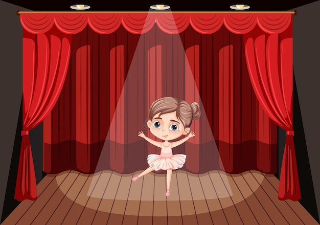 Free vector girl ballet dancing on stage