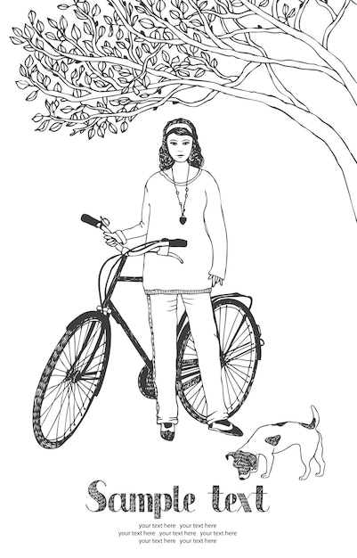 Free vector girl&bike