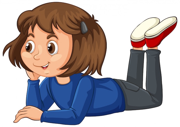 Free vector girl in blue shirt on isolated