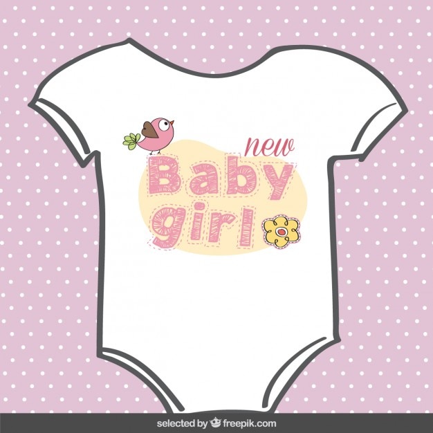 Free vector girl body suit baby shower card