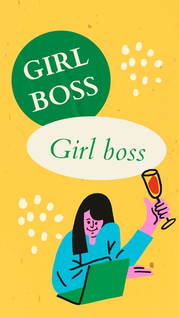 Иллюстрация девушки босса, женщина персонаж виртуальный праздник редактируемый вектор