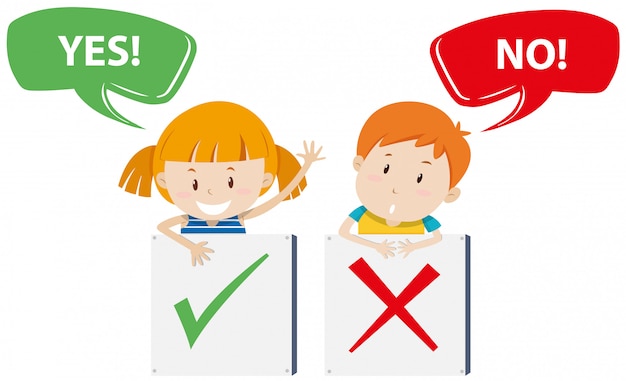 Free vector girl and boy with signs
