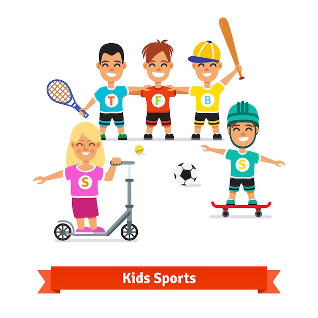 Free vector girl and boys physical activities