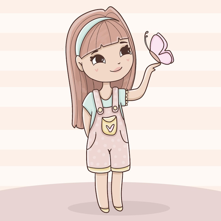 무료 Vector 소녀 나비