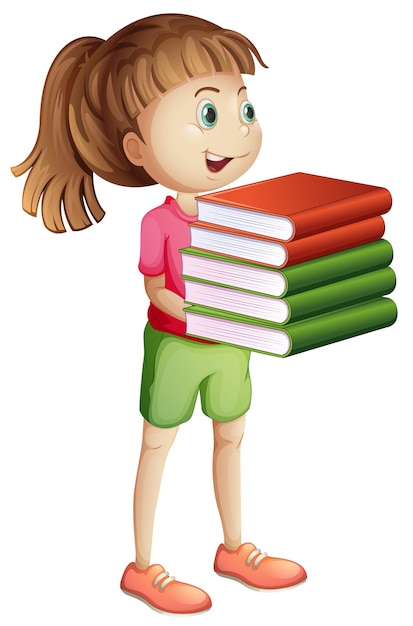 Free vector girl carrying many books