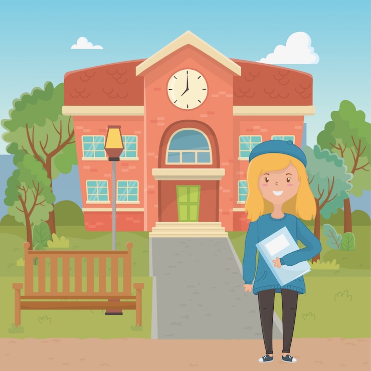 Free Vector girl cartoon of school design