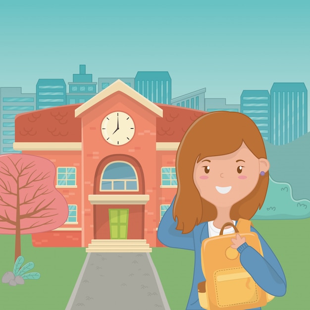 Free vector girl cartoon of school design