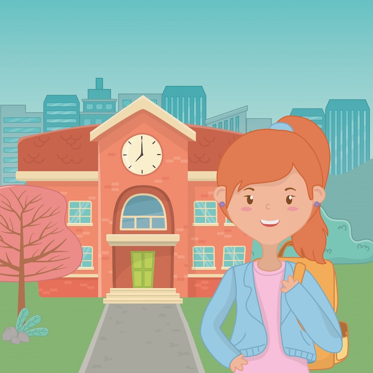 Free Vector girl cartoon of school design