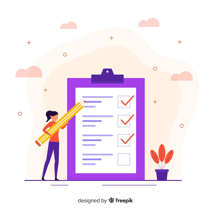 Free Vector girl checking giant check list background