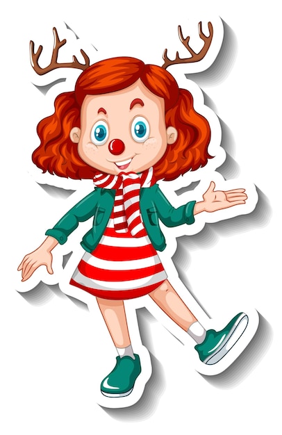 Free vector a girl in christmas costumes