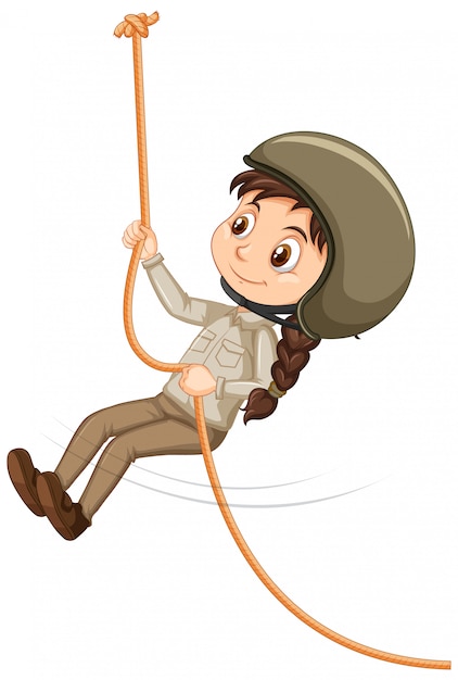 Free vector girl climbing rope