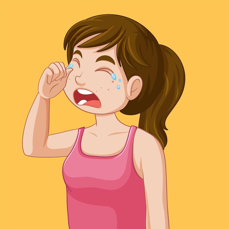 मुफ़्त वेक्टर a girl crying during puberty