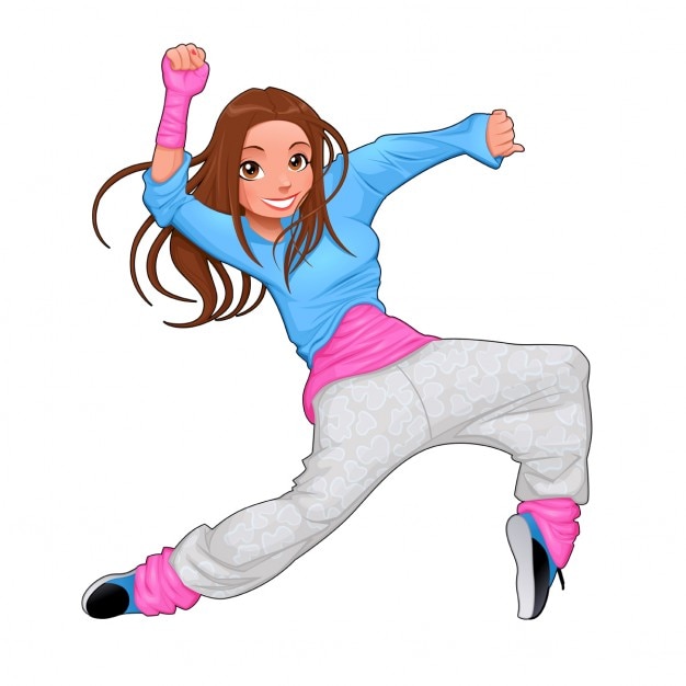 Free vector girl dancing breakdance