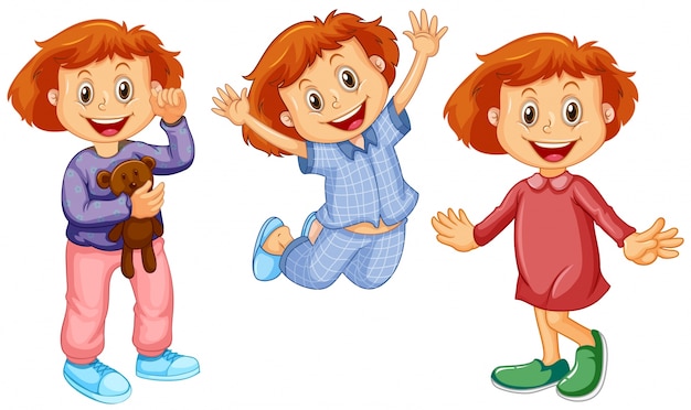 Free vector girl in different clothes illustration