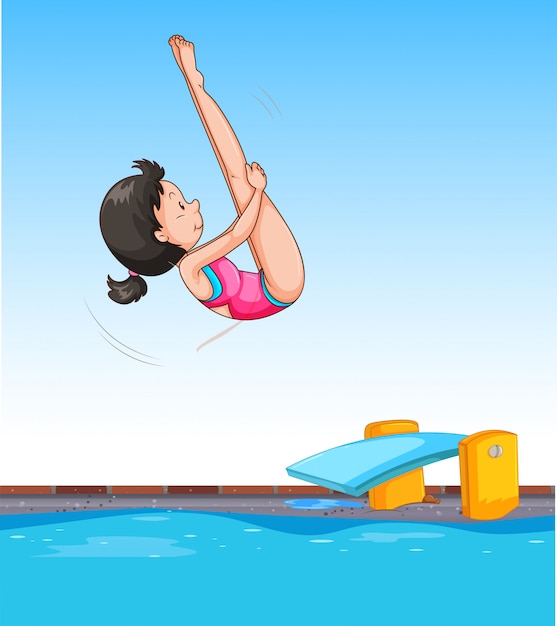 Girl diving into pool