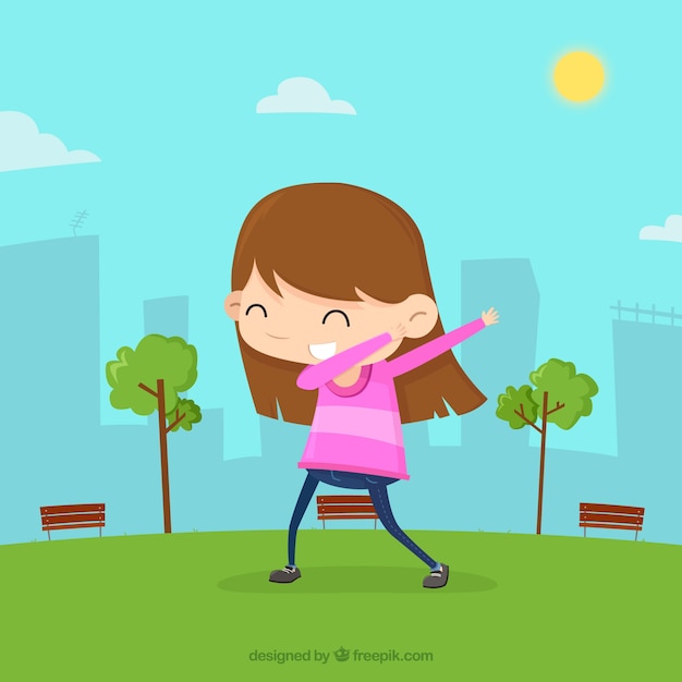 Free vector girl doing dabbing movement