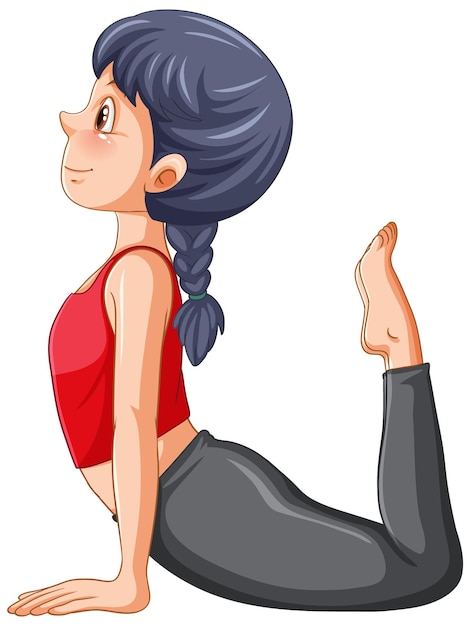 Free vector a girl doing yoga cartoon character