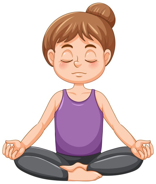 A girl doing yoga cartoon character