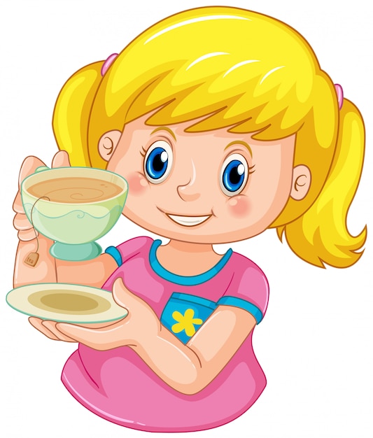 Free vector a girl drinking tea