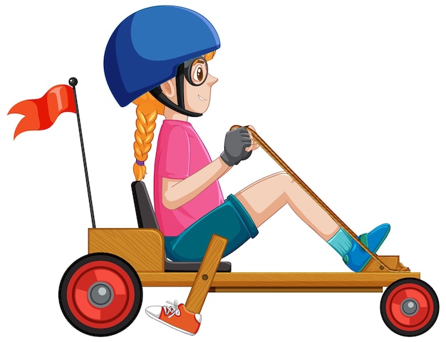 Free vector girl driving billy cart
