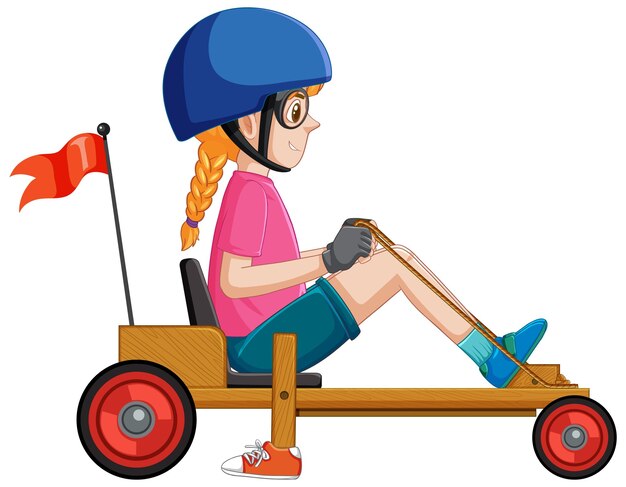 Free vector girl driving billy cart