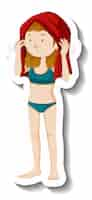 Free vector girl drying her hair with a towel cartoon character sticker