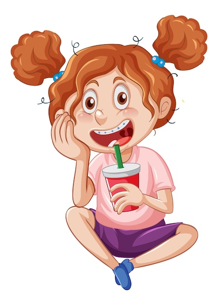 A girl enjoy drinking milkshake